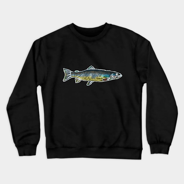 Fishes in Stitches 005 Trout Crewneck Sweatshirt by Therese Kerbey